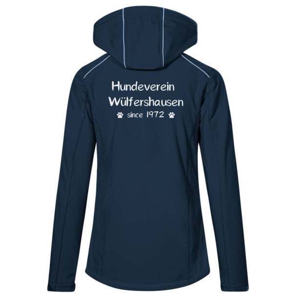 Damen Softshell Jacke Blau mit Logo und Initialen