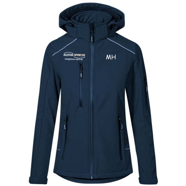 Damen Softshell Jacke Blau mit Logo und Initialen