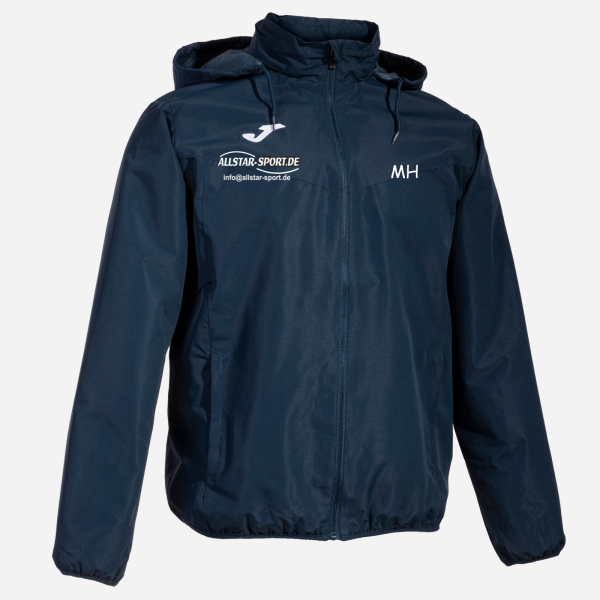 Regenjacke Blau mit Logo und Initialen