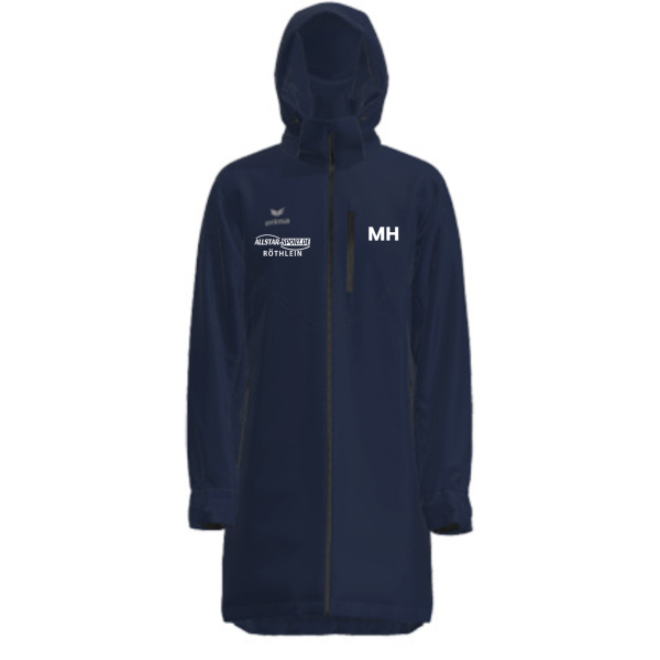 Erima Jacke lang mit Kapuze Blau mit Logo und Initialen