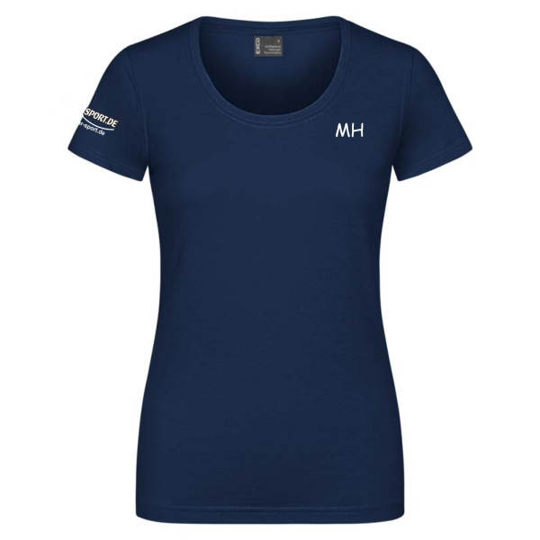 Damen T-Shirt Blau mit Logo und Initialen